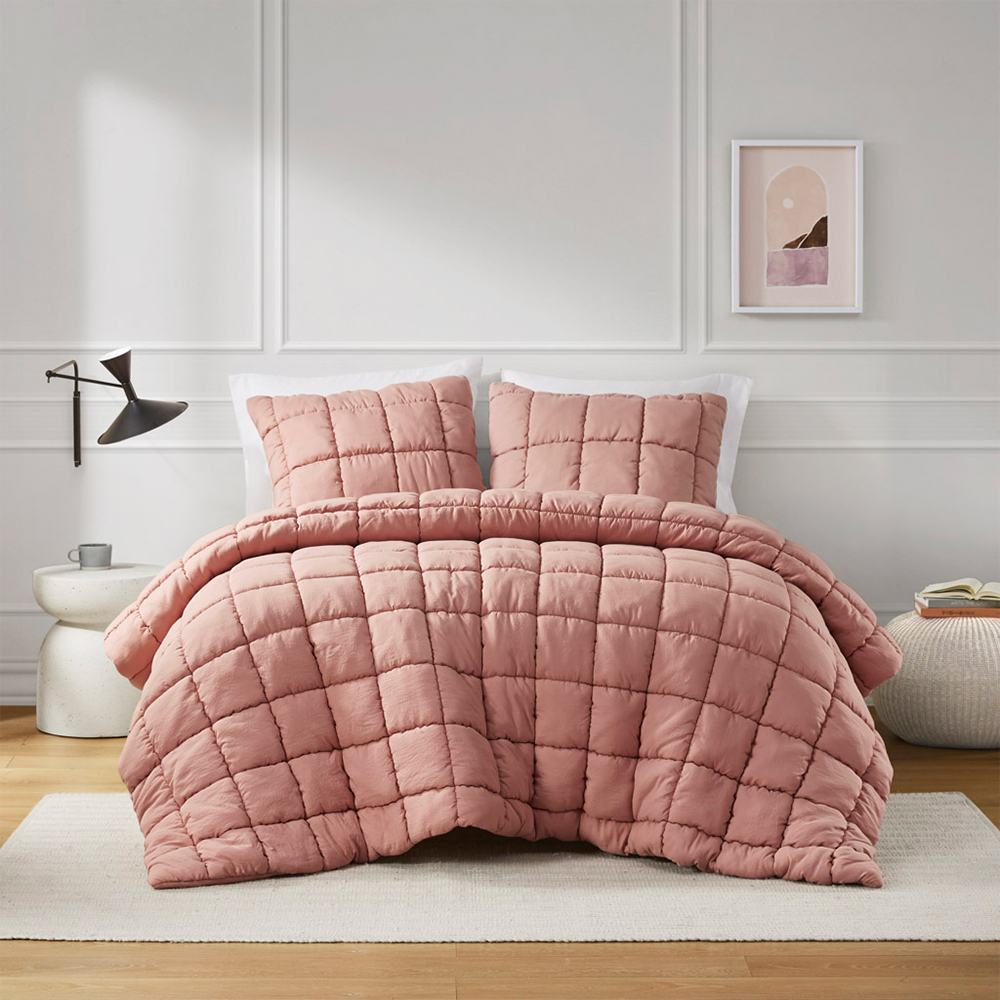 Sada prošívaných přikrývek Miya Grid Pom Pom Puffy